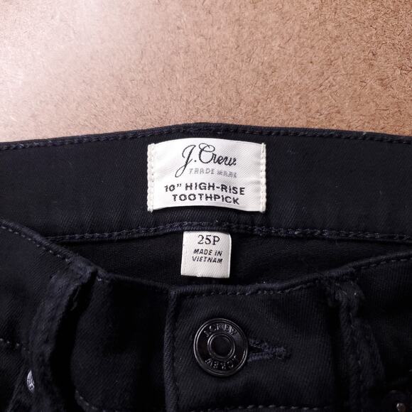 J.Crew 10" High-Rise Toothpick Jeans Womens 25P Black Clean Wash Stretch Minimal - Picture 10 of 12